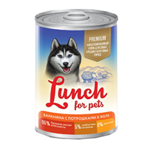 Lunch for pets Premium 400 гр./Консервы для собак Баранина с потрошками в желе