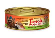 Lunch for pets  100 гр./Консервы для собак рубленное мясо кролик с цыпленком