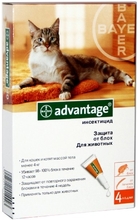 Advantage//капли для кошек от блох до 4кг 4 *0,4 мл