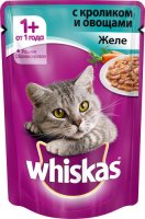 Whiskas 85 гр./Вискас консервы в фольге для кошек Желе с кролик с овощами