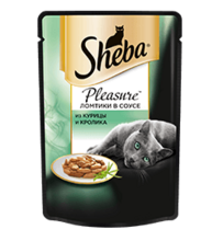 Sheba Pleasure 85 гр./Шеба Плежер консервы  для кошек из курицы и кролика