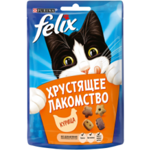 Felix 60 гр./Феликс Хрустящее Лакомство  для взрослых кошек с курицей