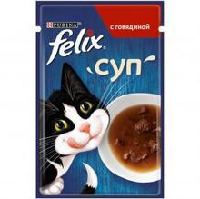 Felix 48 гр./Феликс Влажный корм суп для взрослых кошек с говядиной