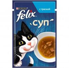 Felix 48 гр./Феликс Влажный корм суп для взрослых кошек с треской