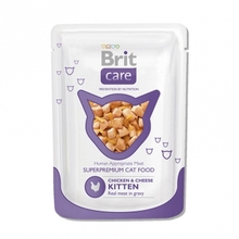 Brit Care 80гр./Брит Каре Суперпремиальный влажный корм для котят  Курица и сыр