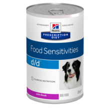 Hill’s Prescription Diet Canine d/d 370 гр./Хиллс консервы для собак Утка полноценный диетический рацион при пищевых аллергиях