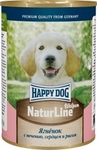 Happy Dog 400 гр./Хэппи Дог консервы для щенков  ягненок с печенью, сердцем и рисом