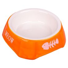 Миска КерамикАрт керамическая для кошек 140 мл оранжевая с рыбками