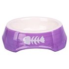 Миска КерамикАрт керамическая для кошек 140 мл фиолетовая с рыбками
