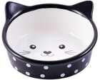 КерамикАрт 250 мл./Миска керамическая для кошек Мордочка кошки черная в горошек