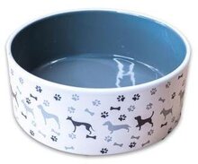 Миска КерамикАрт керамическая для собак с рисунком серая 350 мл