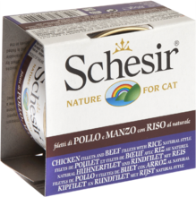 Schesir 85 гр./Шезир консервы для кошек натуральное говяжье филе и куриное филе с рисом
